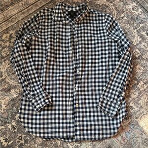 J. Crew Navy and White Gingham Shirt